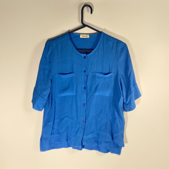 Bright Blue Button-Down Top | Dixie - Picture 1 of 5